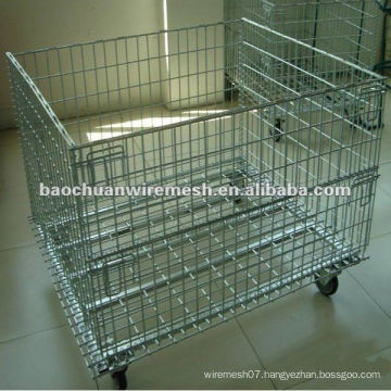 Galvanized collapsible metal container on wheels with reasonable price in store(supplier)